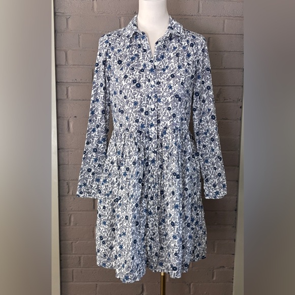 J. Crew Dresses & Skirts - J.Crew Floral Blue and White Cotton Dress 2